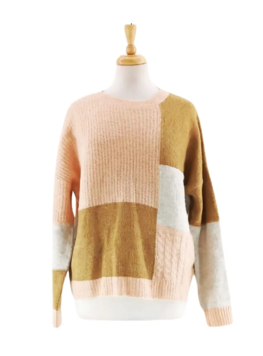 COLOUR BLOCK KNIT TOP sold by FBO