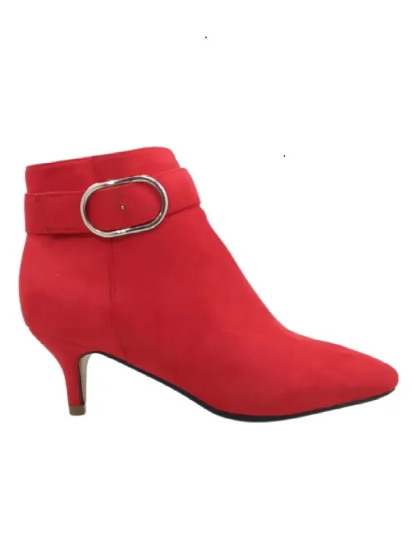 DETAILED BUCKLE SUEDE ZIP UP HEEL BOOT sold by FBO