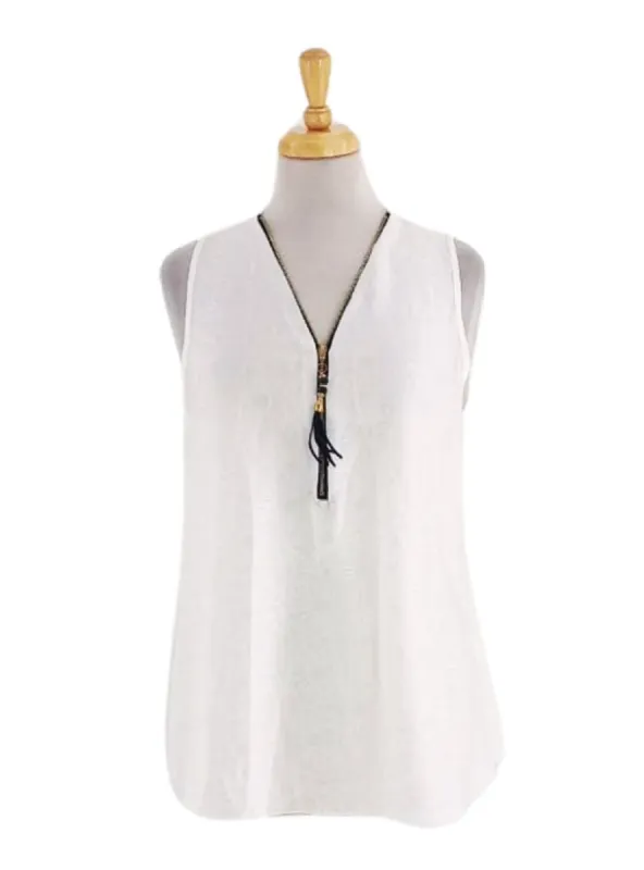 HALF ZIP SLEEVELESS BLOUSE sold by FBO