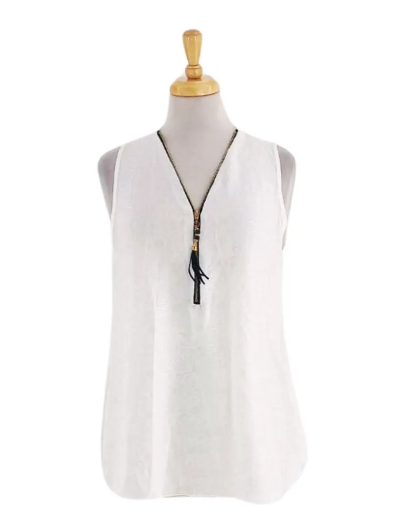 HALF ZIP SLEEVELESS BLOUSE sold by FBO