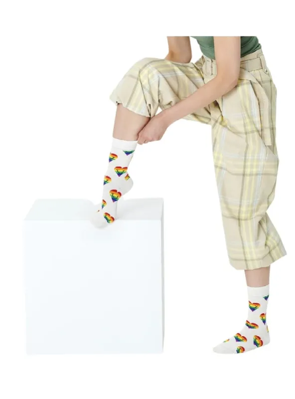 Rainbow Heart Printed Socks sold by FBO