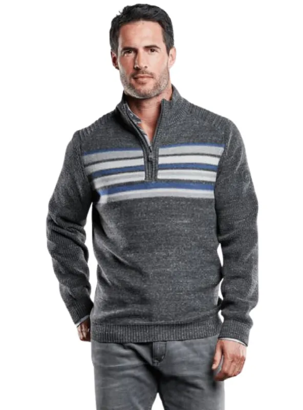 BASIC ROUND NECK ZIP UP KNIT sold by FBO