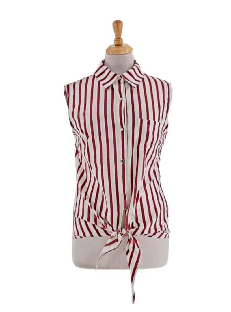 STRIPED SHORT SLEEVE BLOUSE sold by FBO