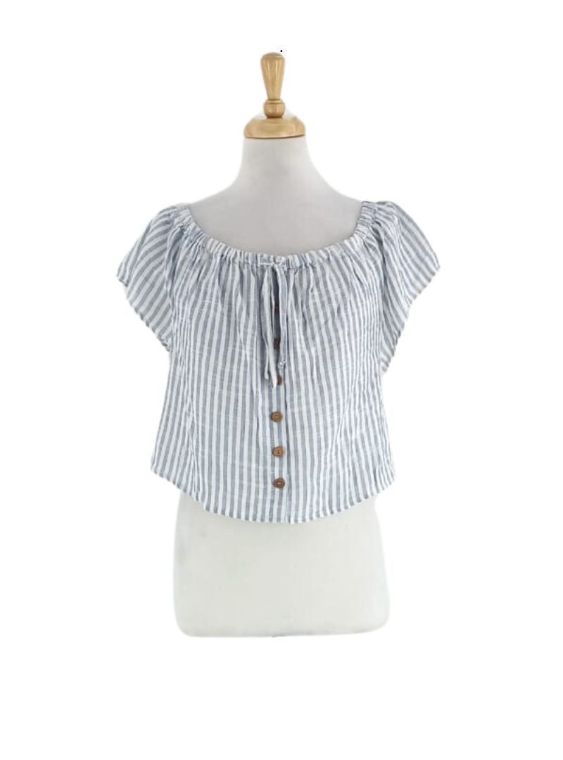 BUTTONED DETAILED OFF THE SHOULDER TOP sold by FBO