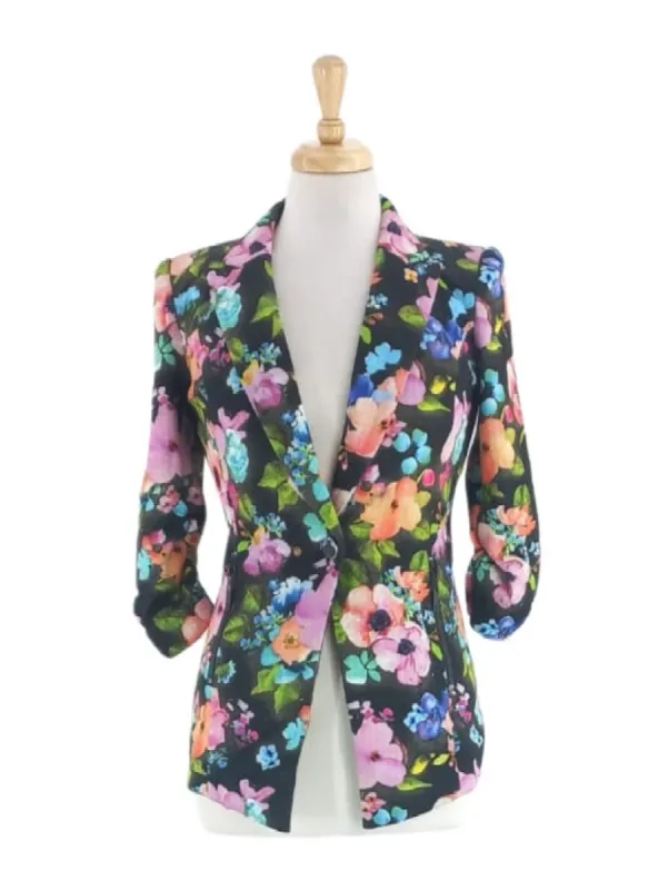 TEXTURED FLORAL BLAZER JACKET sold by FBO