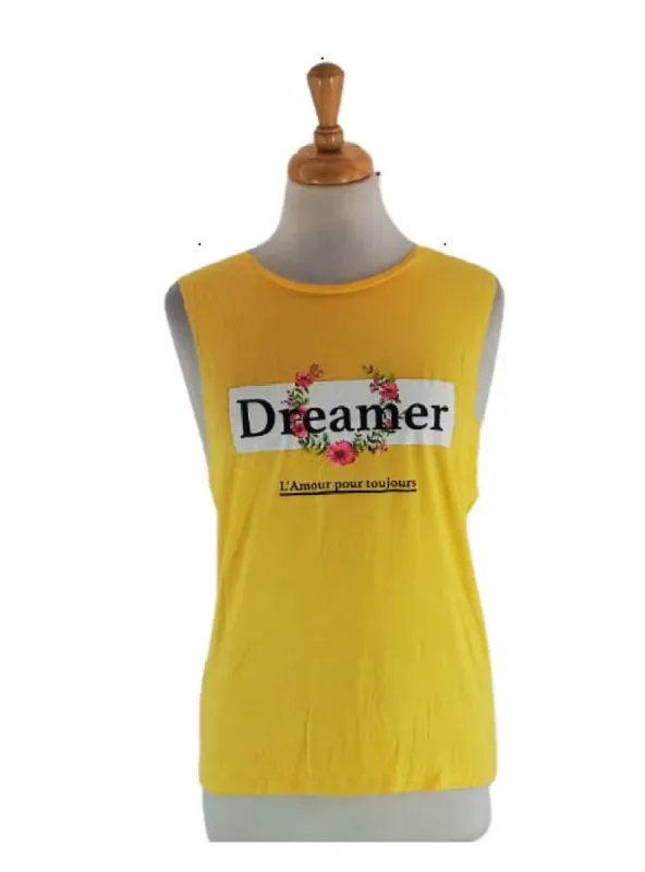 "DREAMER" PRINTED SLEEVELESS TOP sold by FBO