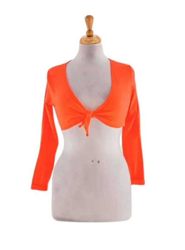 TIE FRONT LONG SLEEVE CROP TOP sold by FBO