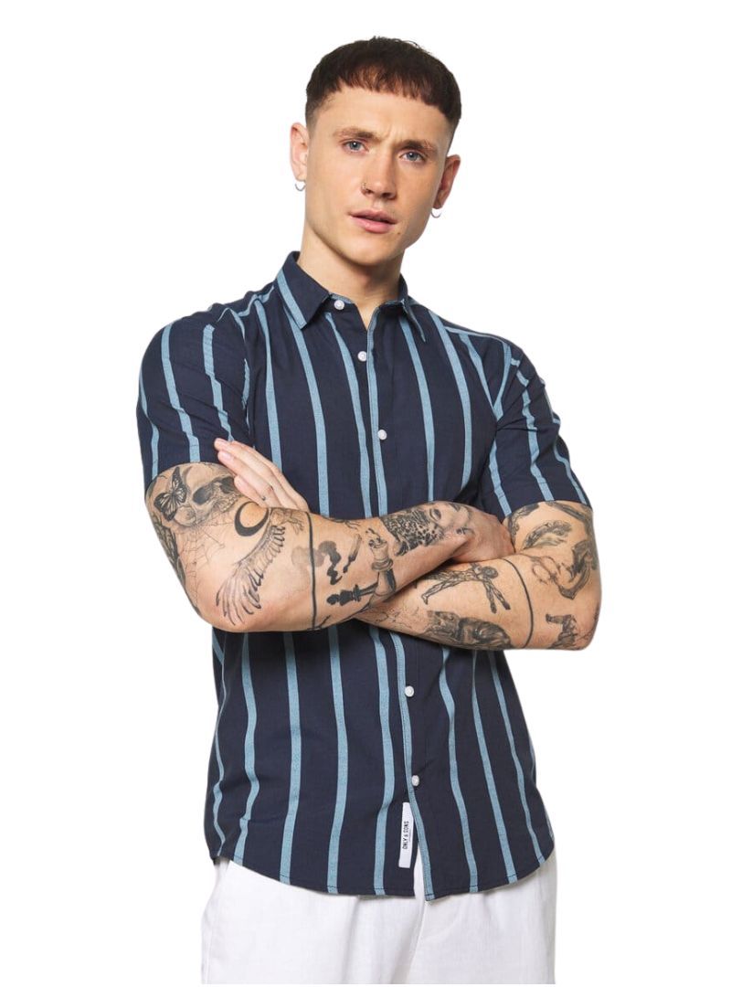 STRIPED COLLAR SHIRT sold by FBO