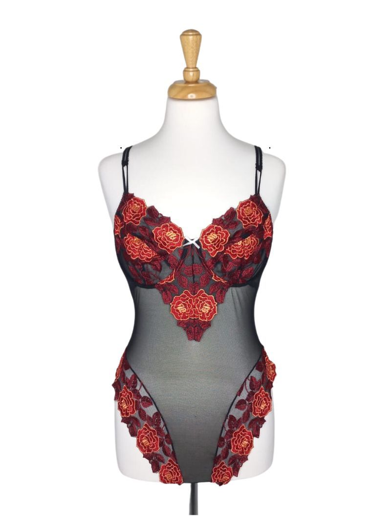 LACE FLORAL DETAIL BODYSUIT sold by FBO