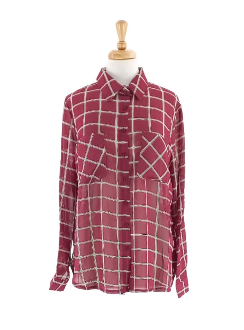 CHECKERED MESH BLOUSE sold by FBO