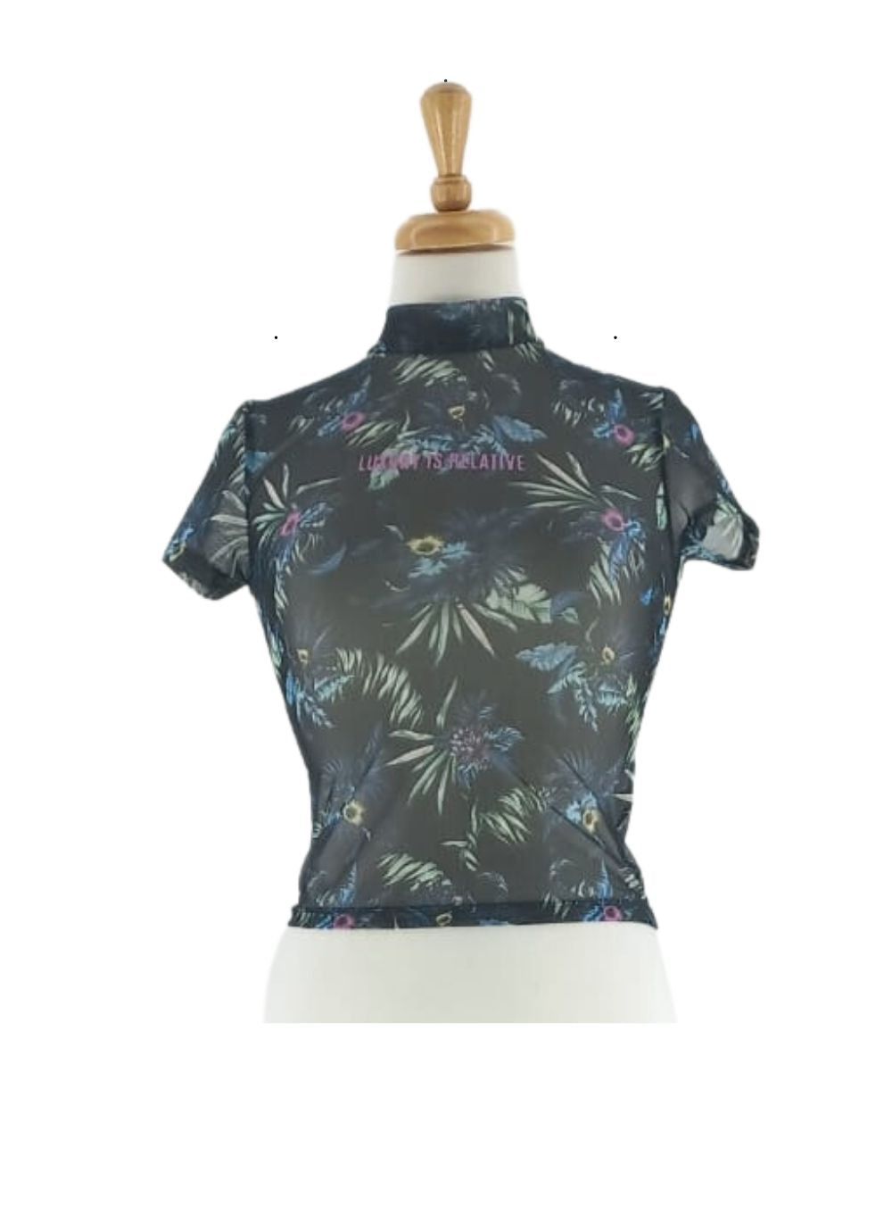 MESH FLORAL CROP TOP sold by FBO