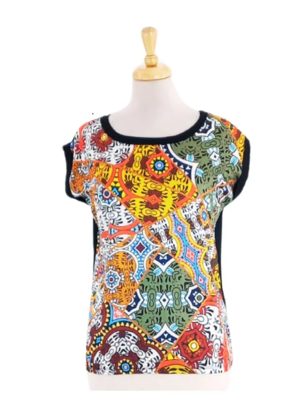 PRINTED SHORT SLEEVE BLOUSE sold by FBO