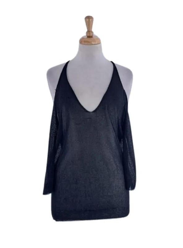COLD SHOULDER MESH KNIT TOP sold by FBO