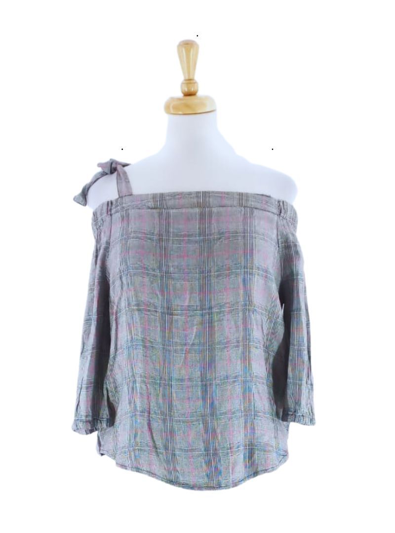 CHECKED OFF SHOULDER TOP sold by FBO