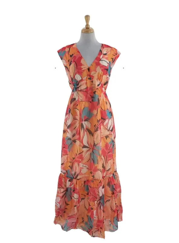 DETAILED V-NECK MAXI DRESS sold by FBO