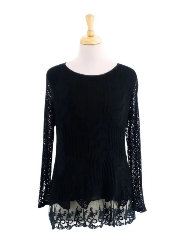 LACE CROCHET LONG SLEEVE TOP sold by FBO