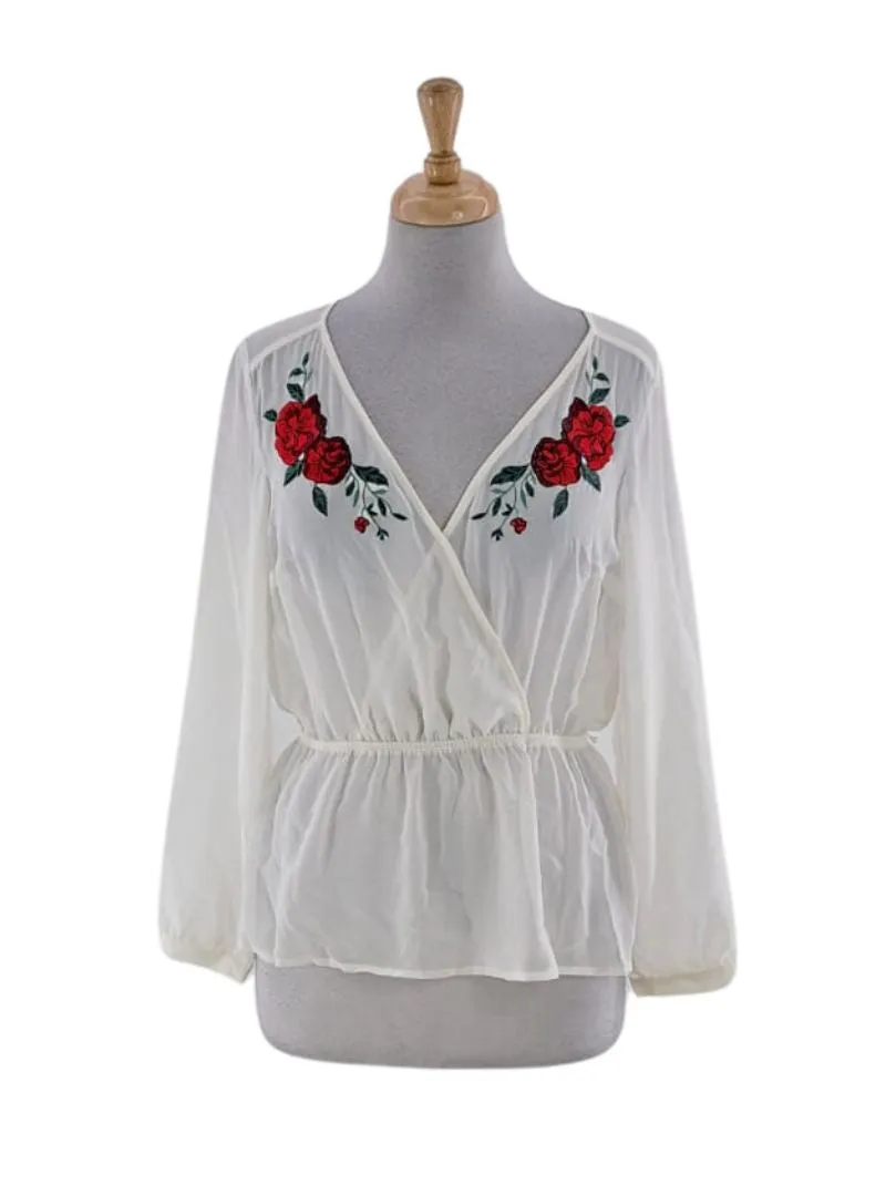 ROSE EMBROIDED MESH BLOUSE sold by FBO