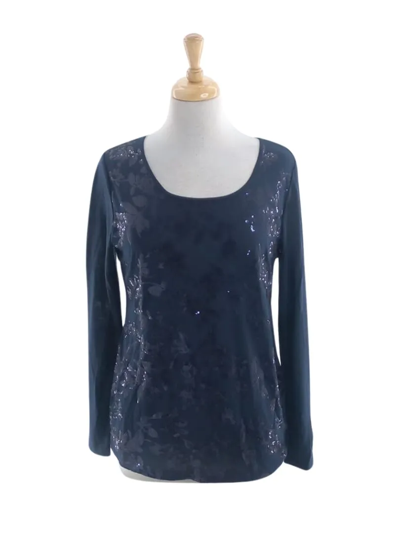 FLORAL SEQUIN DETAILED LONG SLEEVE TOP sold by FBO