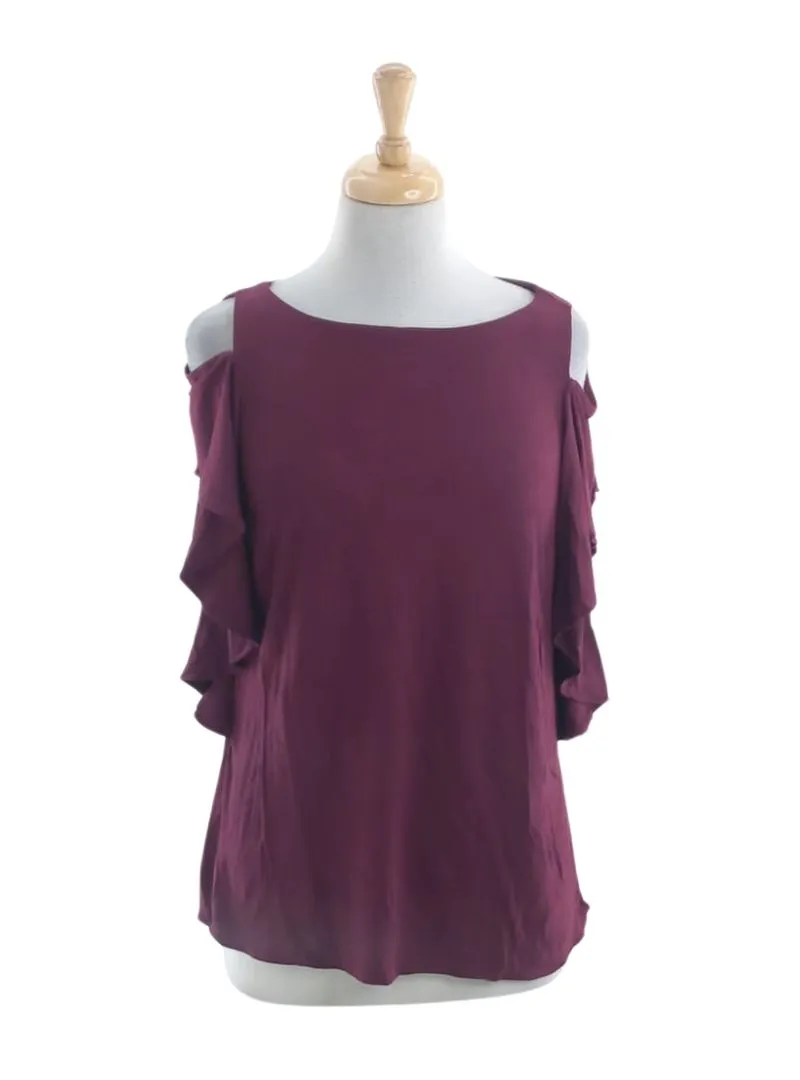 FRILL DETAILED COLD SHOULDER TOP sold by FBO