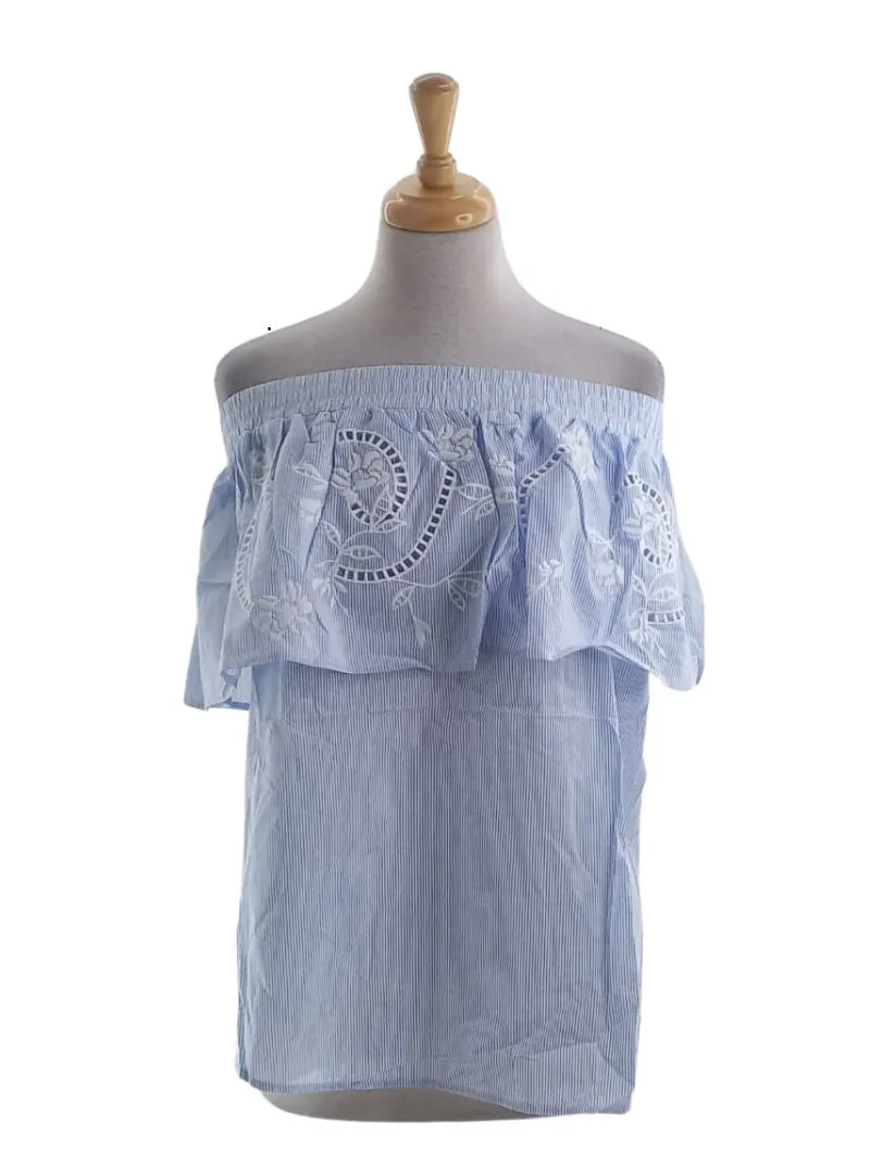 DETAIL STRIPED OFF THE SHOULDER BLOUSE sold by FBO