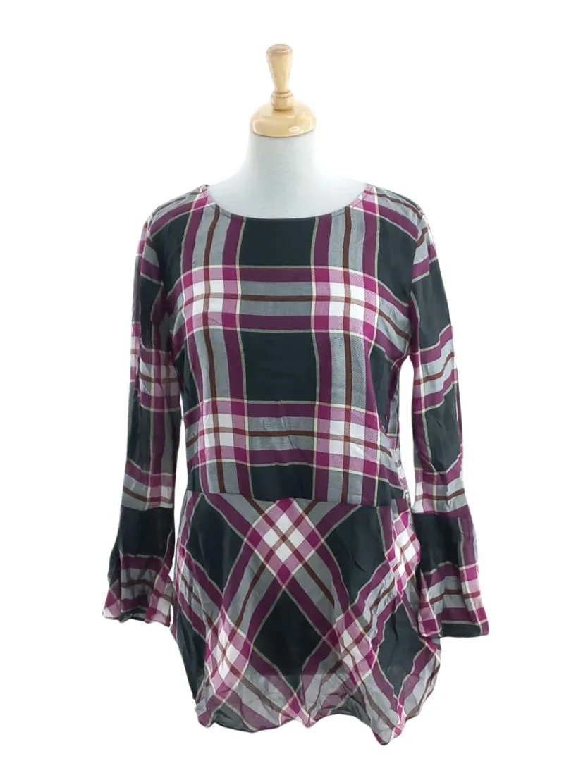 CHECKERD PEPLUM BLOUSE sold by FBO