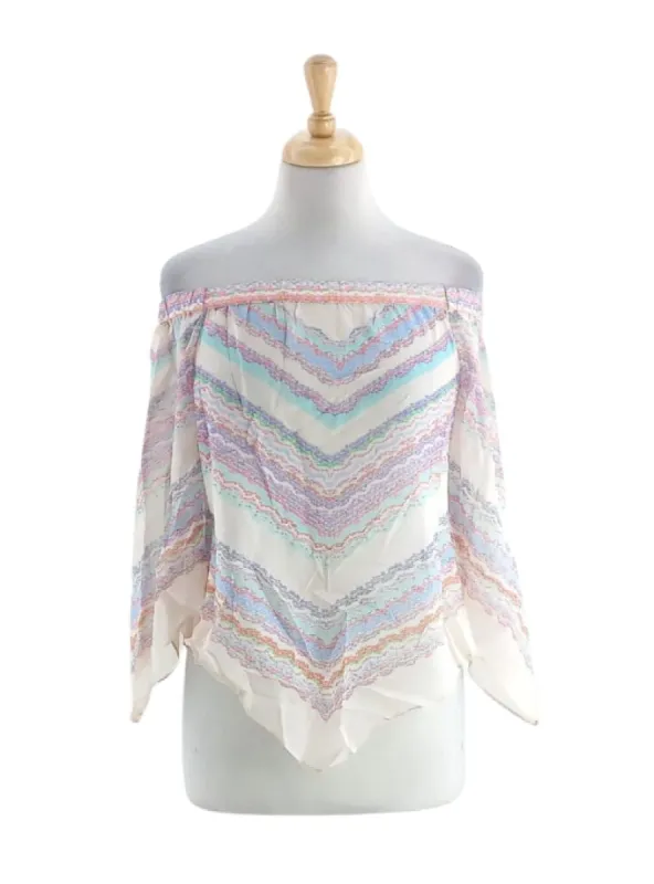 PATTERNED MESH OFF THE SHOULDER BLOUSE sold by FBO