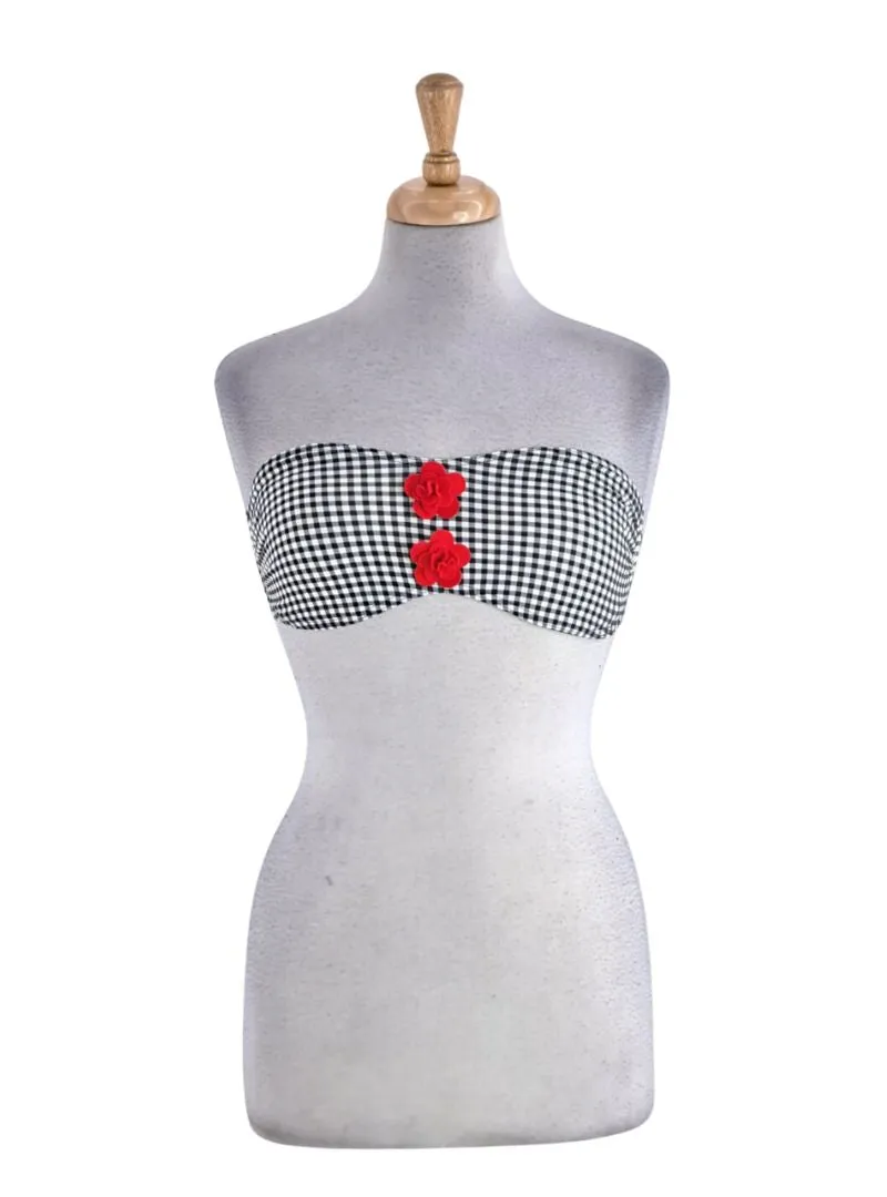 FLORAL CHECKERD BIKINI TOP sold by FBO
