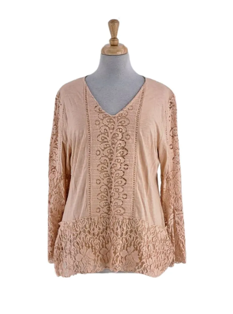 LACE DETAILED FLARE SLEEVE TOP sold by FBO