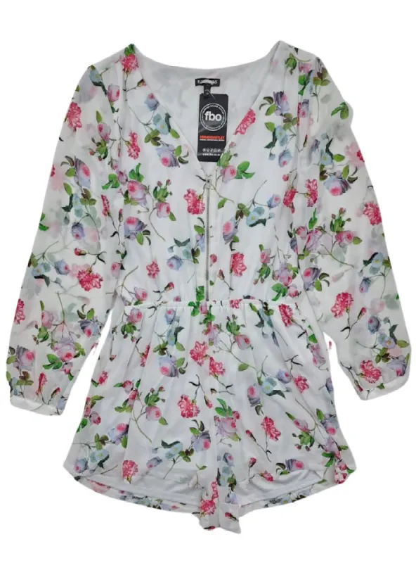 FLORAL ZIP UP JUMPSUIT sold by FBO