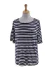 STRIPED DETAILED NECKLINE TEE sold by FBO