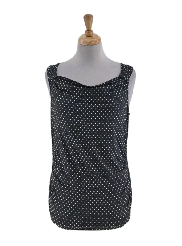 POLKA DOT RUCHED SLEEVELESS BLOUSE sold by FBO