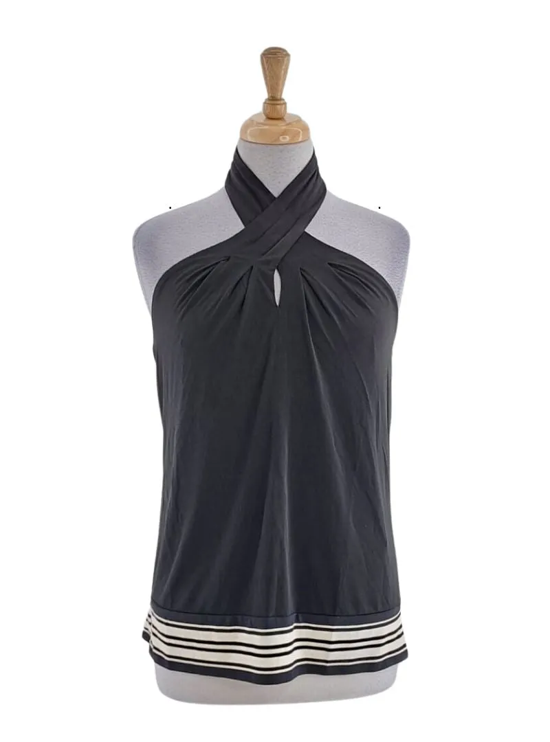 STRIPED HALTER NECK BLOUSE sold by FBO
