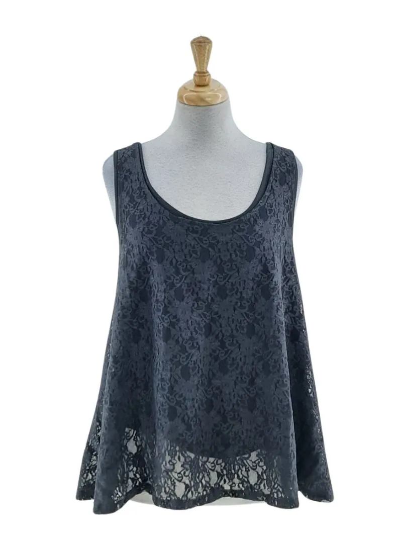 FLORAL LACE FLARE TANK TOP sold by FBO