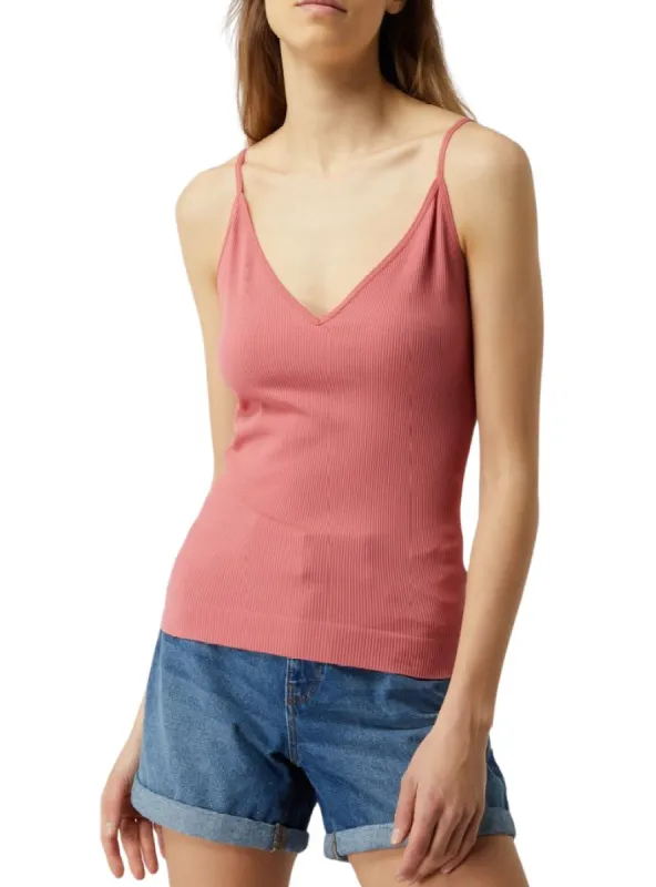VICKY RIB SEAMLESS V-NECK TOP sold by FBO
