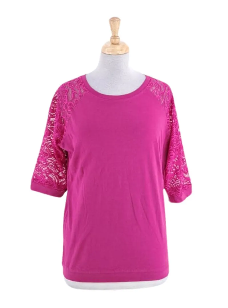 LACE SLEEVE BASIC TEE sold by FBO