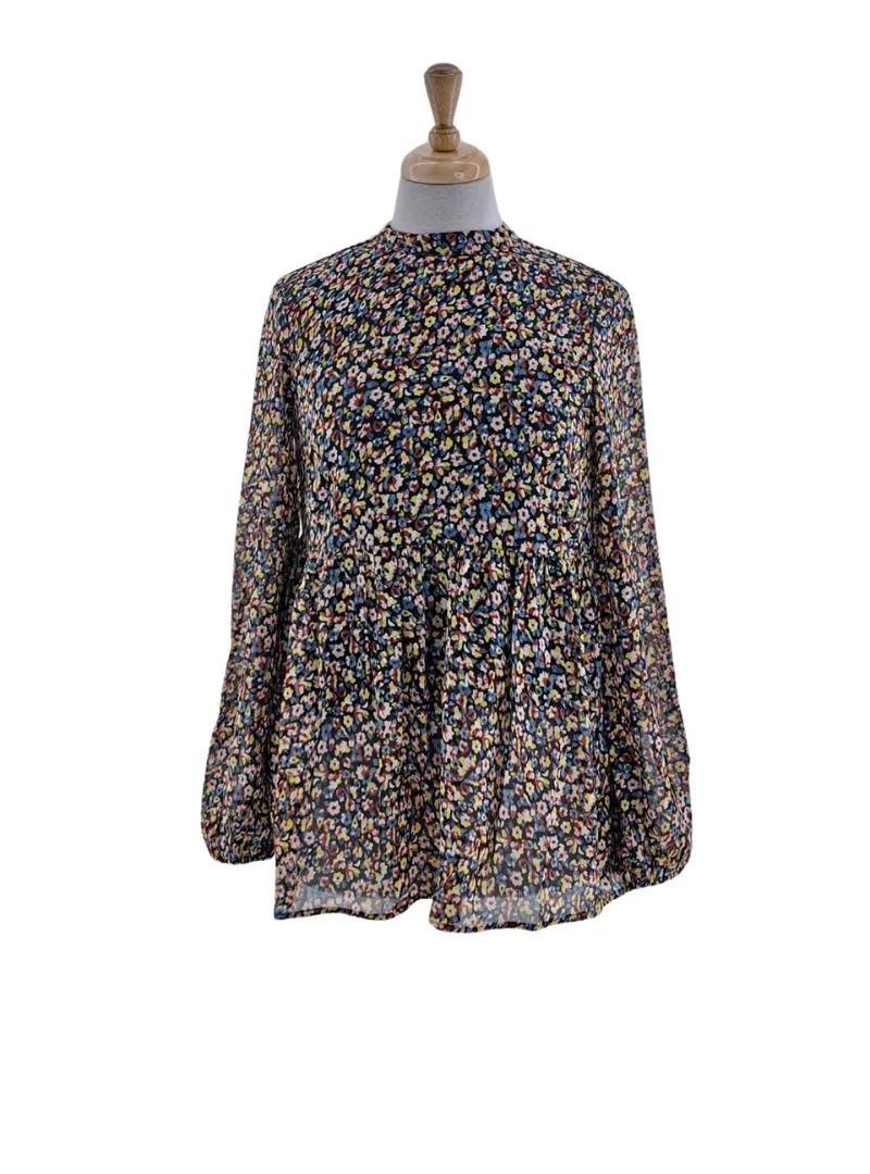 ROUND NECK FLORAL PRINTED LONG SLEEVE BLOUSE sold by FBO