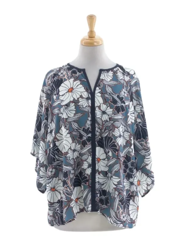 FLORAL MESH BOXY BLOUSE sold by FBO
