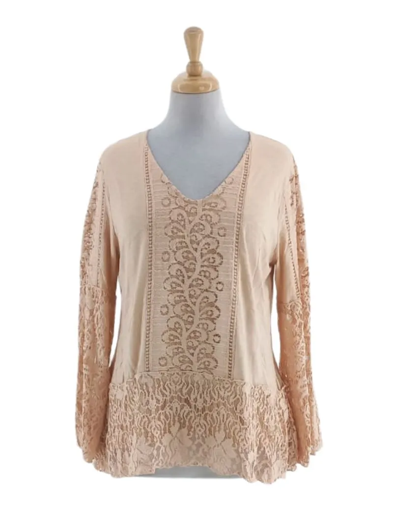 LACE FLARE SLEEVE DETAILED TOP sold by FBO