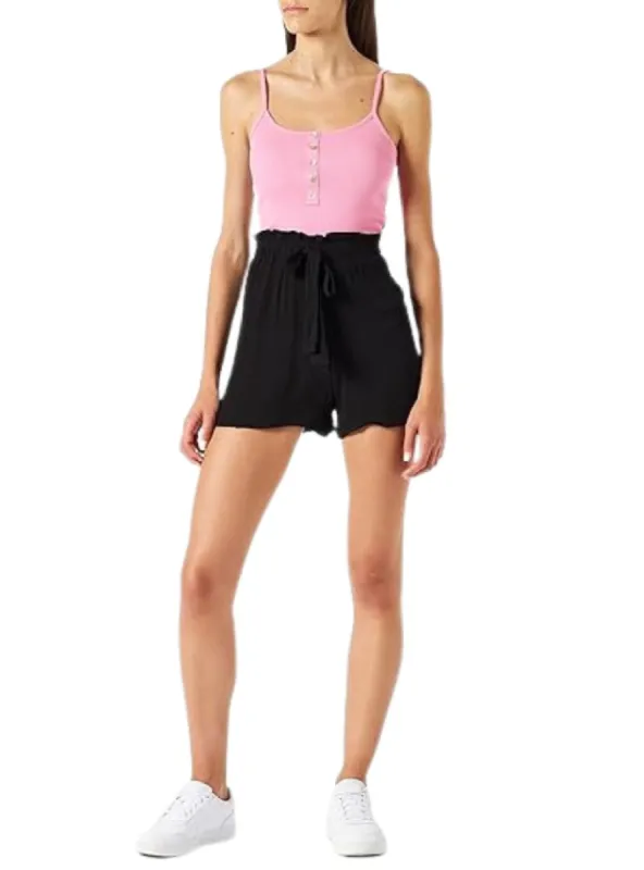 RIB TEXTURE BUTTON CAMI CROP TOP sold by FBO