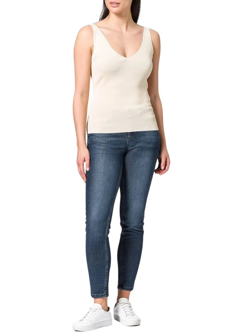 CUT OUT V-NECK SLEEVELESS KNIT TOP sold by FBO