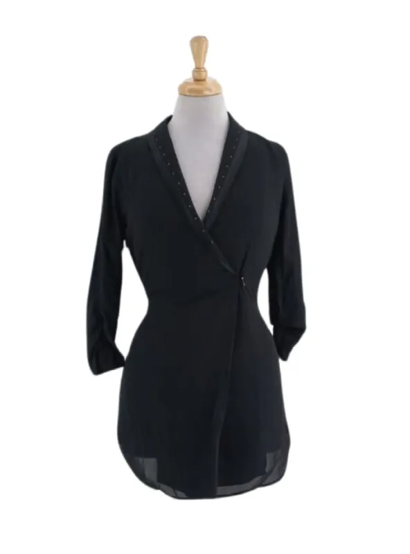 STUDDED DETAIL WRAP BLOUSE sold by FBO
