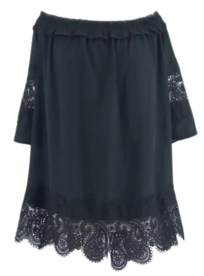 PATTERN LACE OFF THE SHOULDER BLOUSE sold by FBO