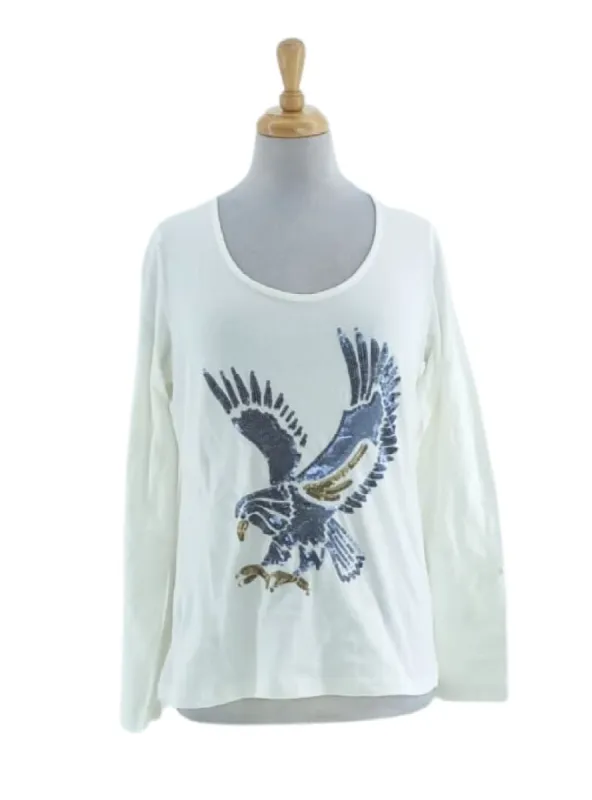 TEXTURED BIRD DETAIL LONG SLEEVE TEE sold by FBO