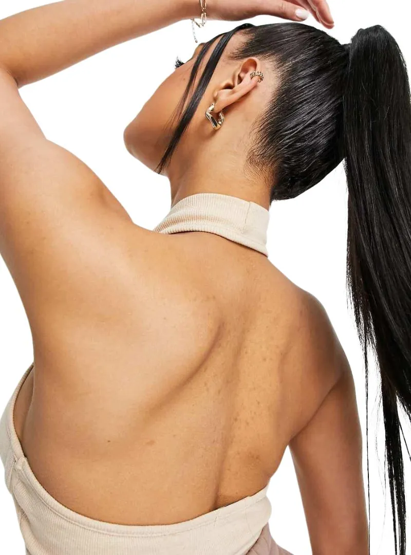 RIB TEXTURE HALTER NECK CROP TOP sold by FBO product image thumbnail 4