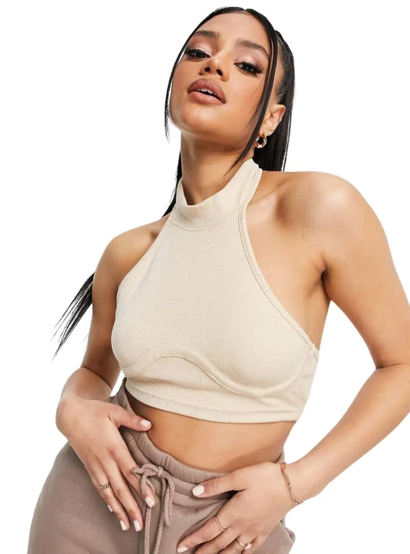 RIB TEXTURE HALTER NECK CROP TOP sold by FBO product image thumbnail 2