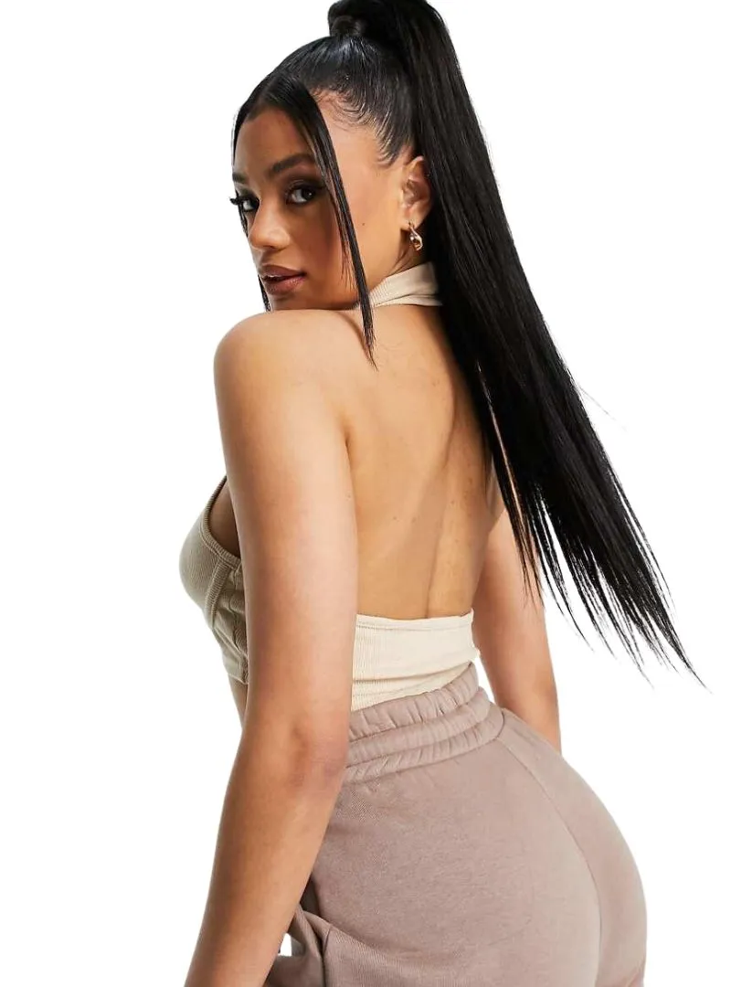 RIB TEXTURE HALTER NECK CROP TOP sold by FBO product image thumbnail 3