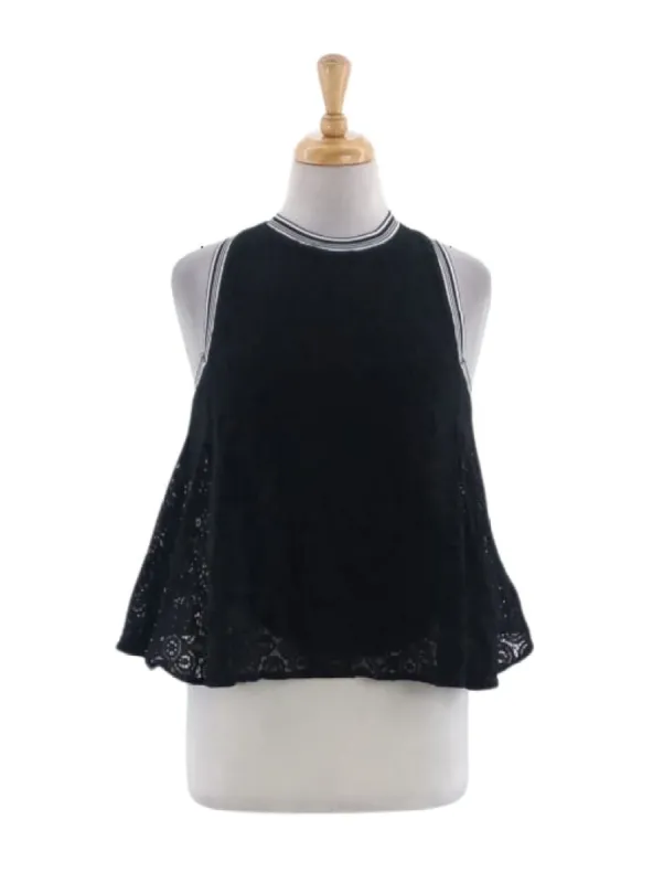CUT OUT LACE SLEEVELESS FLARE BLOUSE sold by FBO