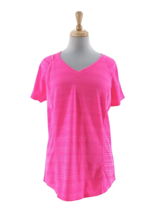 STRIPED ACTIVE V-NECK TEE sold by FBO