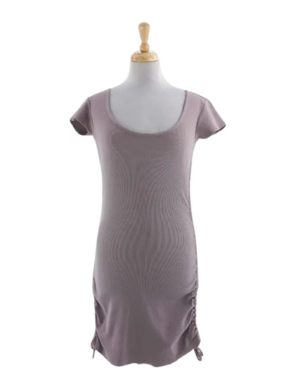 RIB TEXTURE RUCHED DRESS sold by FBO