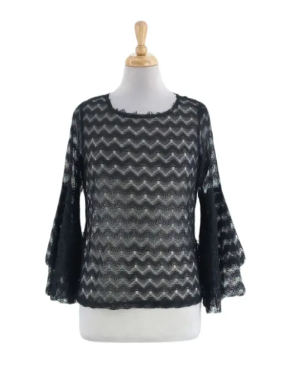 FLARE SLEEVE CUT OUT PATTERN LACE TOP sold by FBO